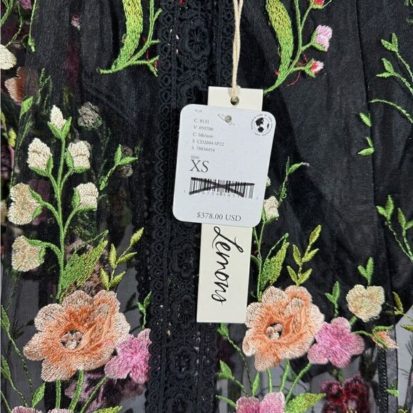 FOR LOVE AND LEMONS LUNA MAXI DRESS IN BLACK COMBO NWT XS FLORAL SHEER EMBROIDER - Picture 10 of 10